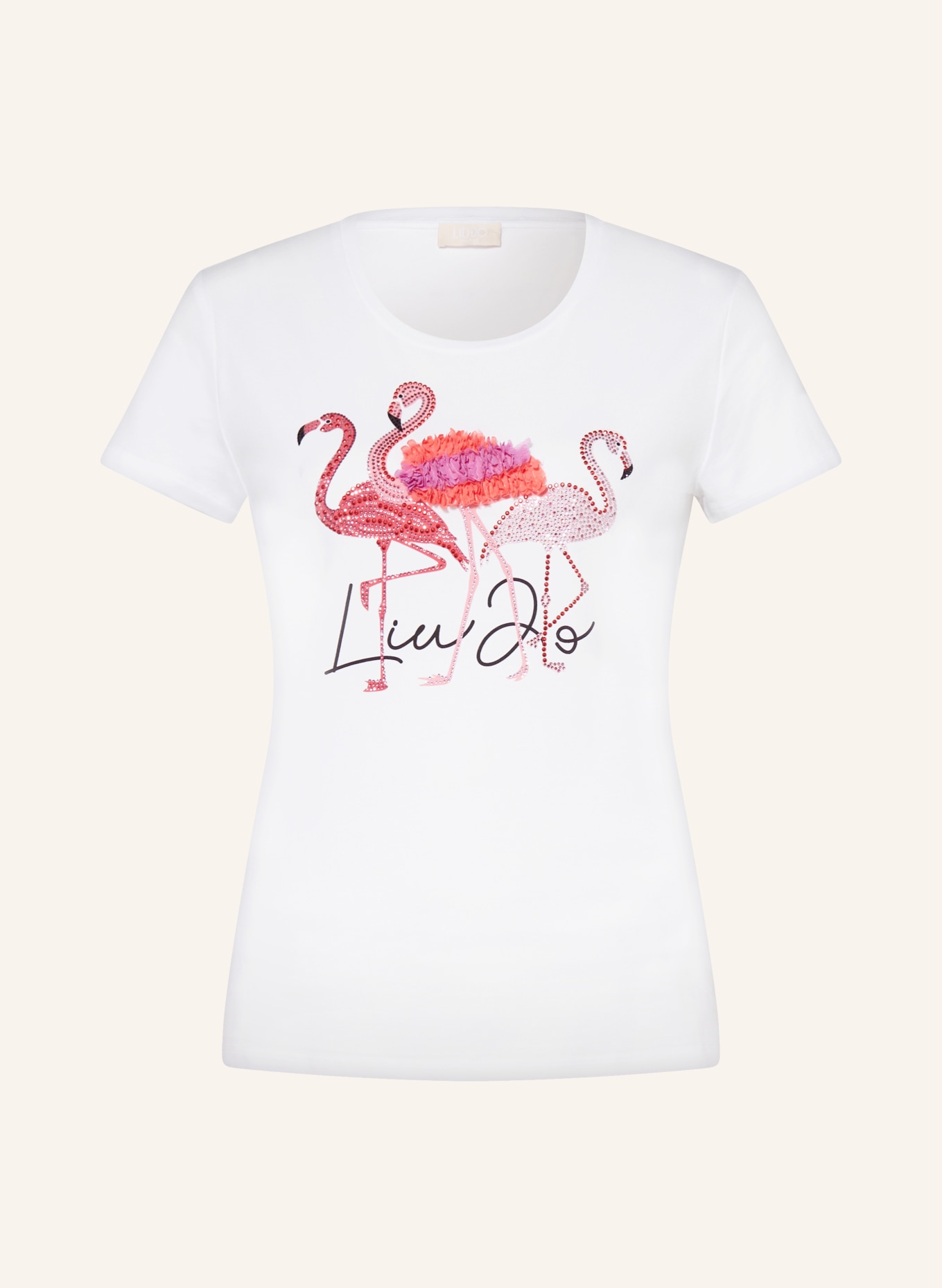 LIU JO T-shirt with decorative gems, Color: WHITE (Image 1)