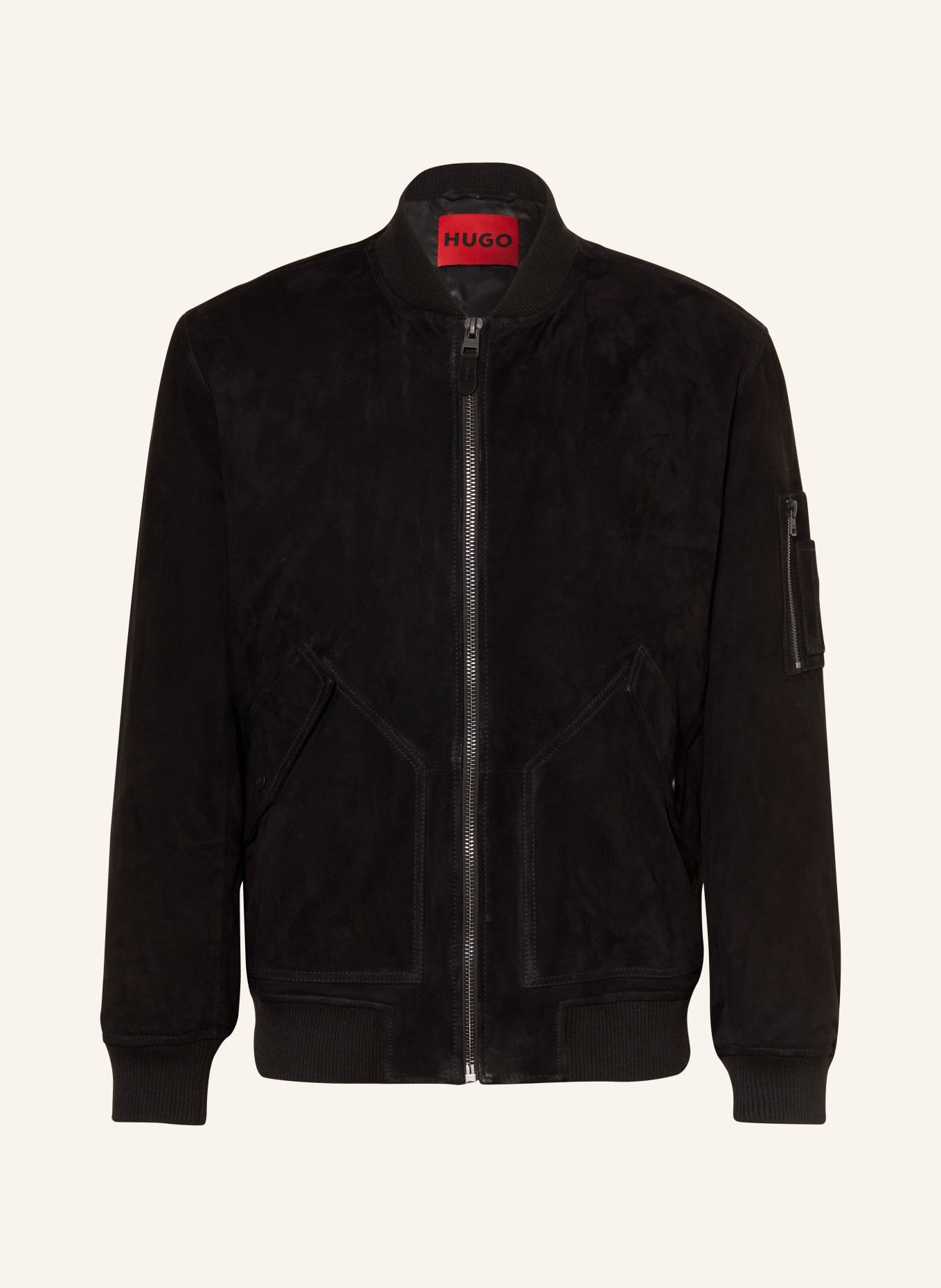 HUGO Leather blouson LEATO, Color: BLACK (Image 1)