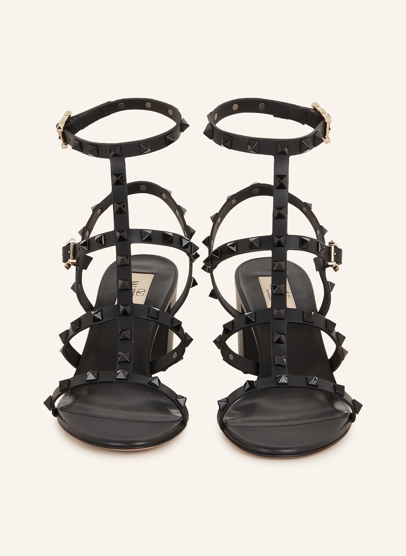 VALENTINO GARAVANI Sandals ROCKSTUD with rivets, Color: BLACK (Image 3)