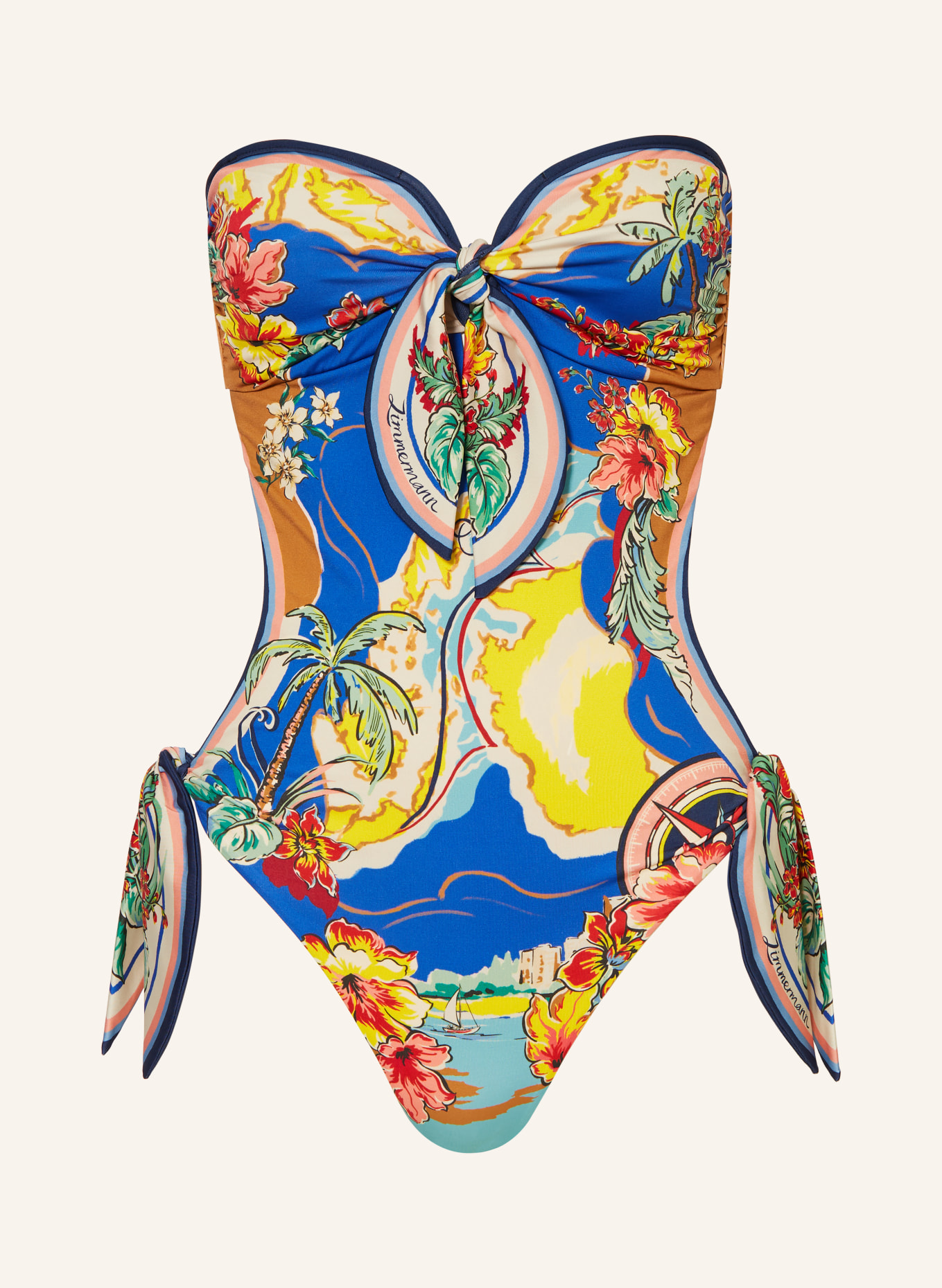 ZIMMERMANN Bandeau swimsuit ALIGHT, Color: BLUE/ GREEN/ YELLOW (Image 1)