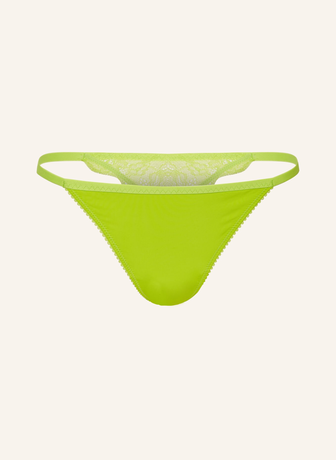 LOVE Stories Thong ROOMSERVICE made of satin, Color: NEON GREEN (Image 1)