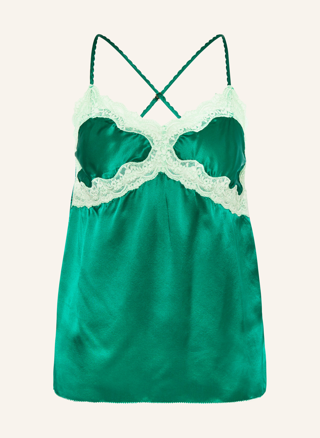 LOVE Stories Pajama top PANDORA made of satin, Color: GREEN/ LIGHT GREEN (Image 1)