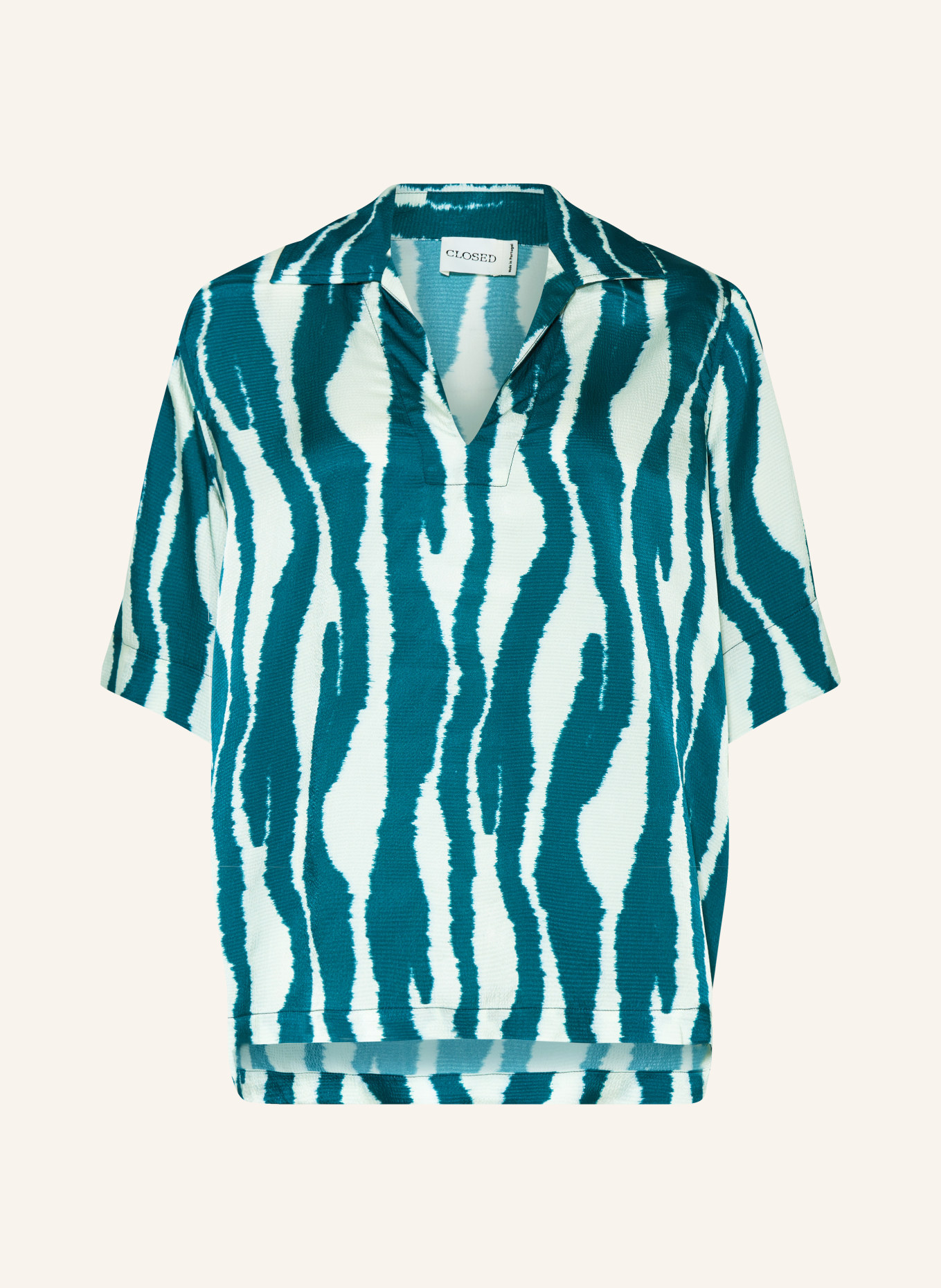 CLOSED Blusenshirt, Farbe: PETROL/ HELLGRÜN (Bild 1)