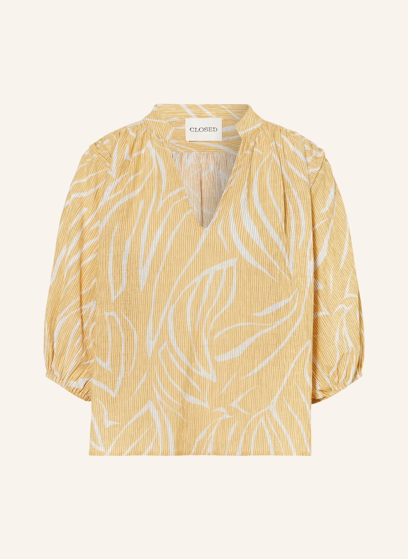 CLOSED Shirt blouse with 3/4 sleeves, Color: WHITE/ DARK YELLOW (Image 1)