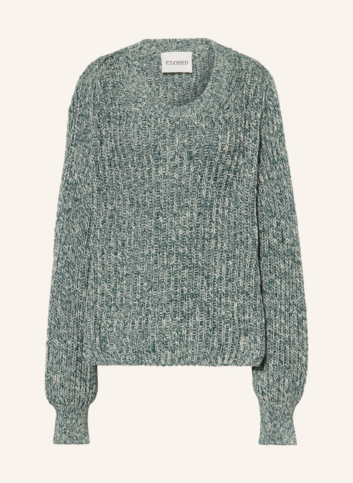 CLOSED Pullover, Farbe: WEISS/ DUNKELGRÜN (Bild 1)