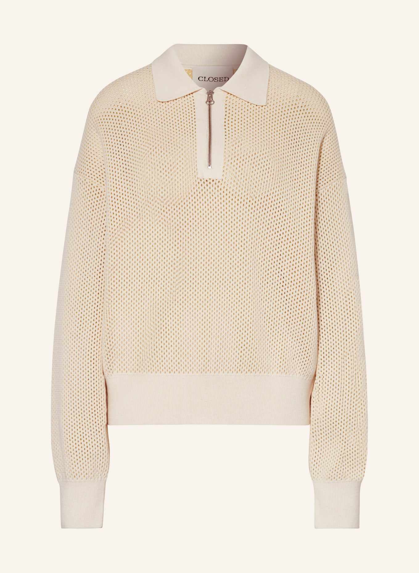 CLOSED Half-zip sweater, Color: ECRU/ LIGHT YELLOW (Image 1)