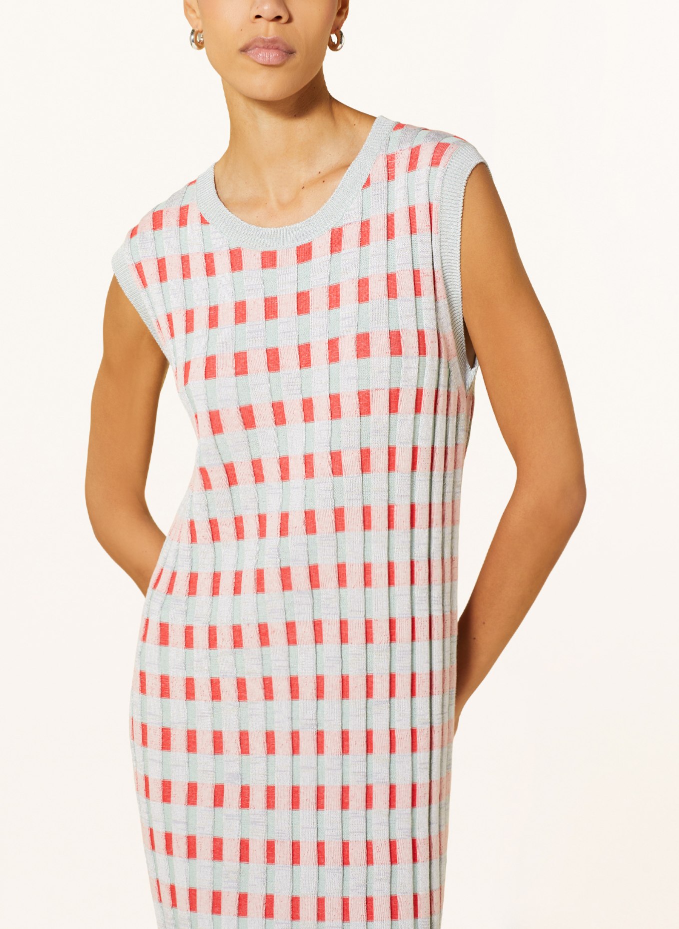 CLOSED Knit dress, Color: LIGHT GREEN/ RED (Image 4)