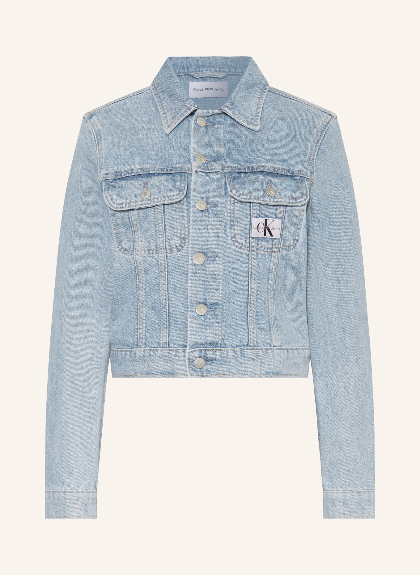 Calvin Klein Jeans Cropped džínová bunda, Barva: MODRÁ (Obrázek 1)
