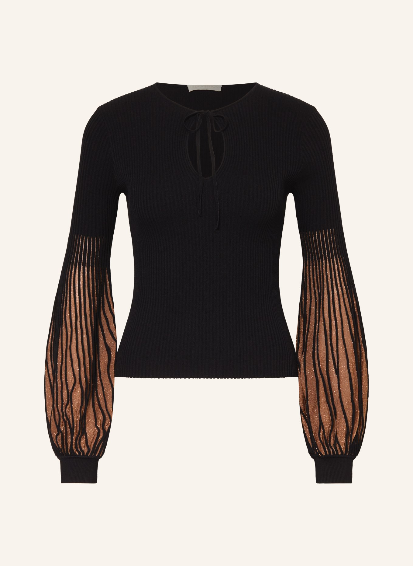 ULLA JOHNSON Sweater LENORA with glitter thread, Color: BLACK/ COGNAC (Image 1)