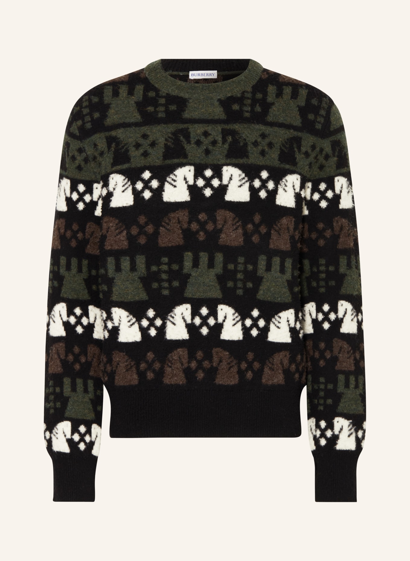 BURBERRY Sweater, Color: BLACK/ DARK GREEN/ WHITE (Image 1)