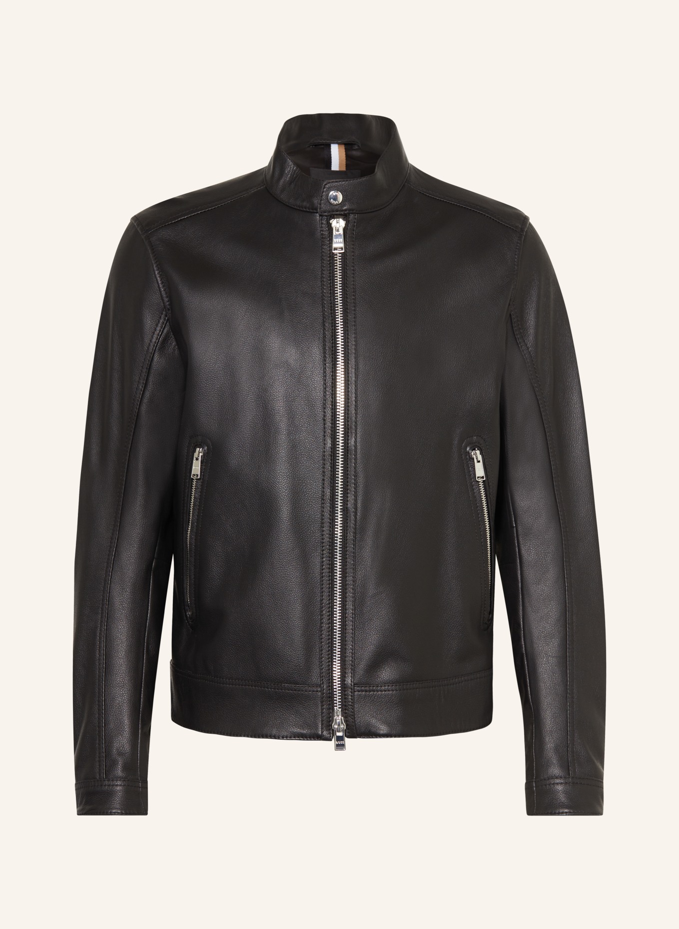 BOSS Leather jacket MANSELL, Color: BLACK (Image 1)
