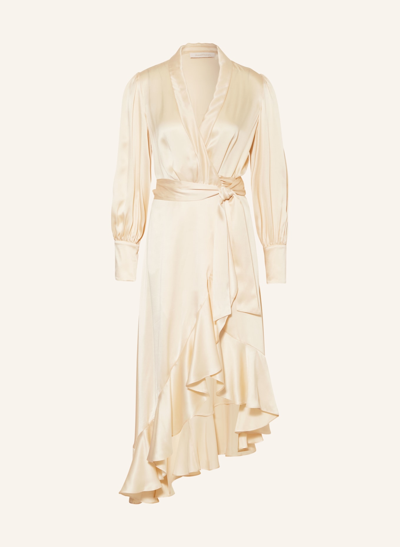 ZIMMERMANN Wrap dress made of silk with frills, Color: CREAM (Image 1)