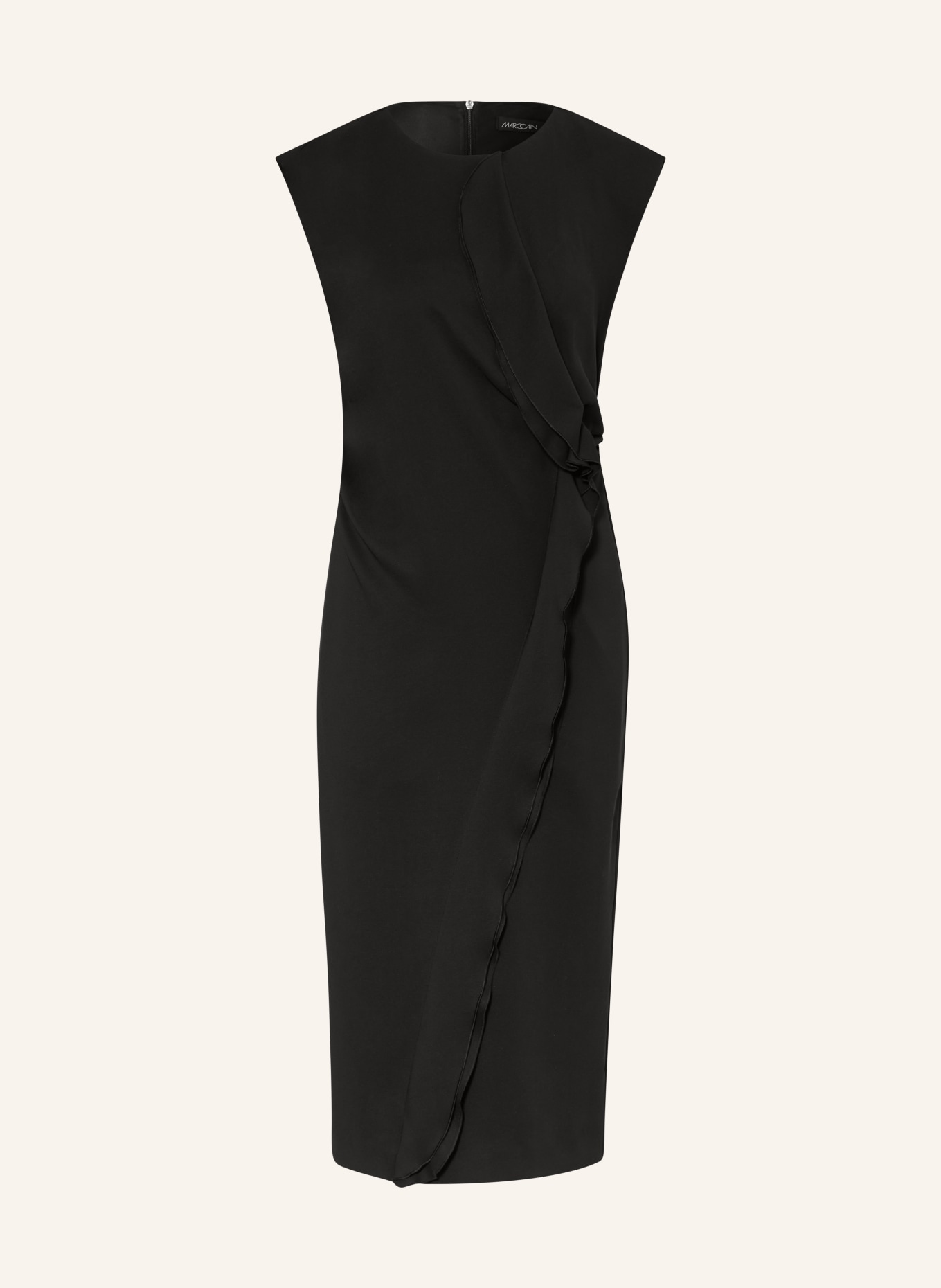 MARC CAIN Sukienka etui z wolantami, Kolor: 900 BLACK (Obrazek 1)