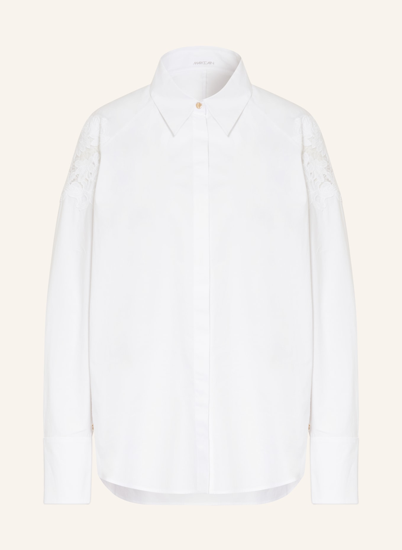 MARC CAIN Shirt blouse with lace, Color: 100 WHITE (Image 1)