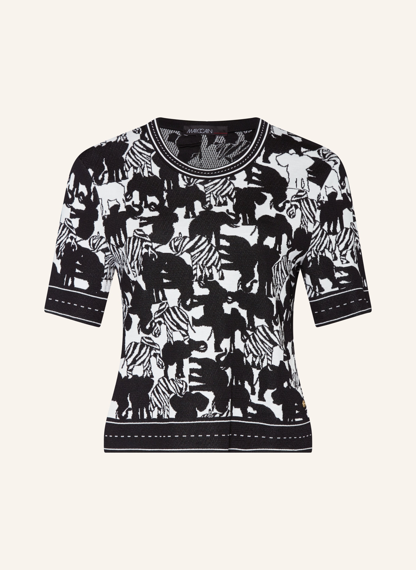 MARC CAIN Dzianinowa koszulka, Kolor: 190 white and black (Obrazek 1)