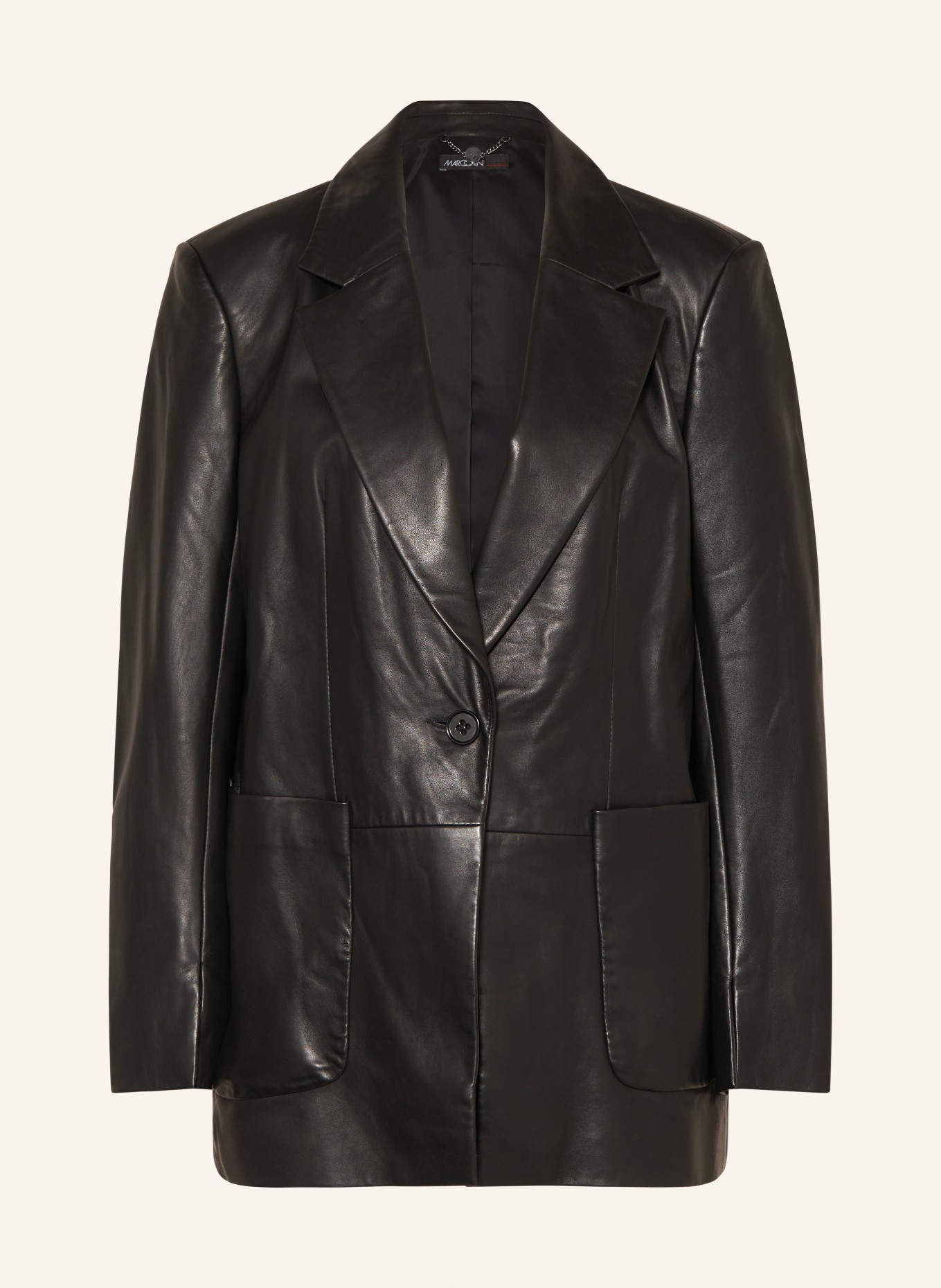 MARC CAIN Leather blazer, Color: BLACK (Image 1)