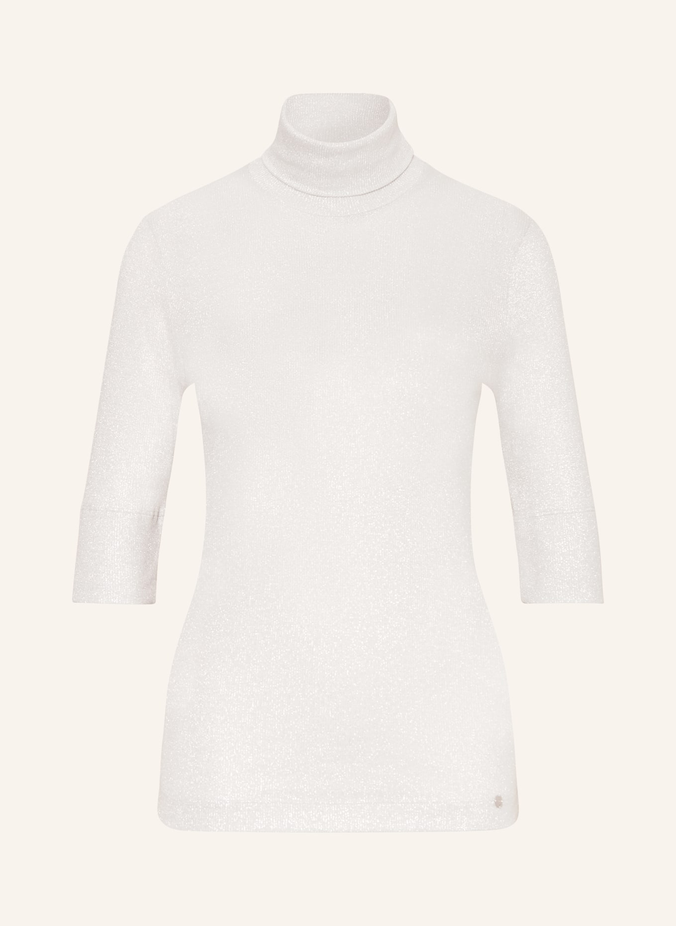 MARC CAIN Knit shirt with 3/4 sleeves and glitter thread, Color: 800 silver (Image 1)