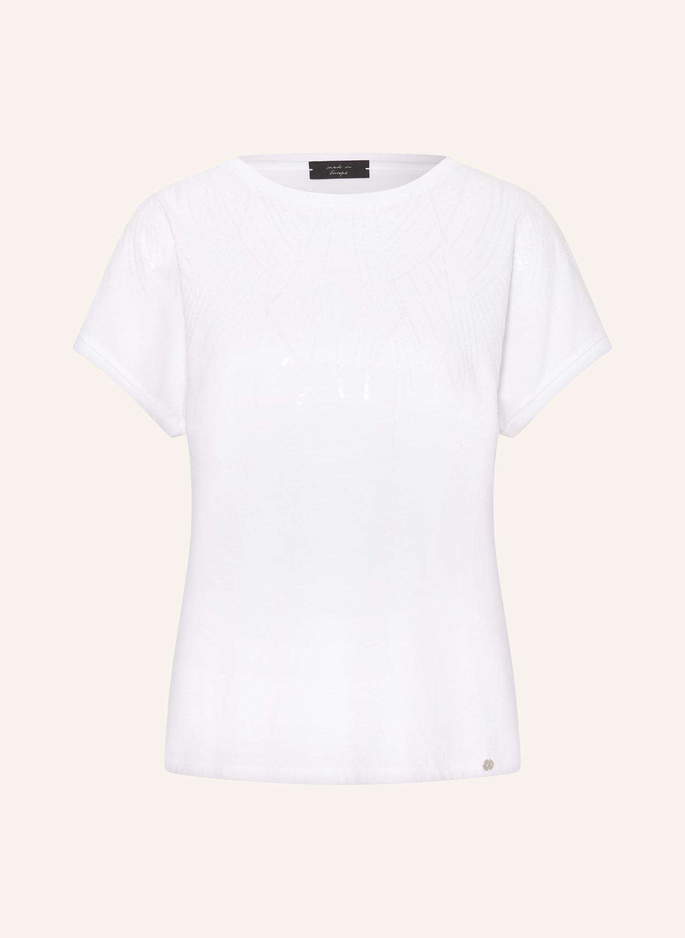 MARC CAIN T-shirt z cekinami, Kolor: 100 WHITE (Obrazek 1)