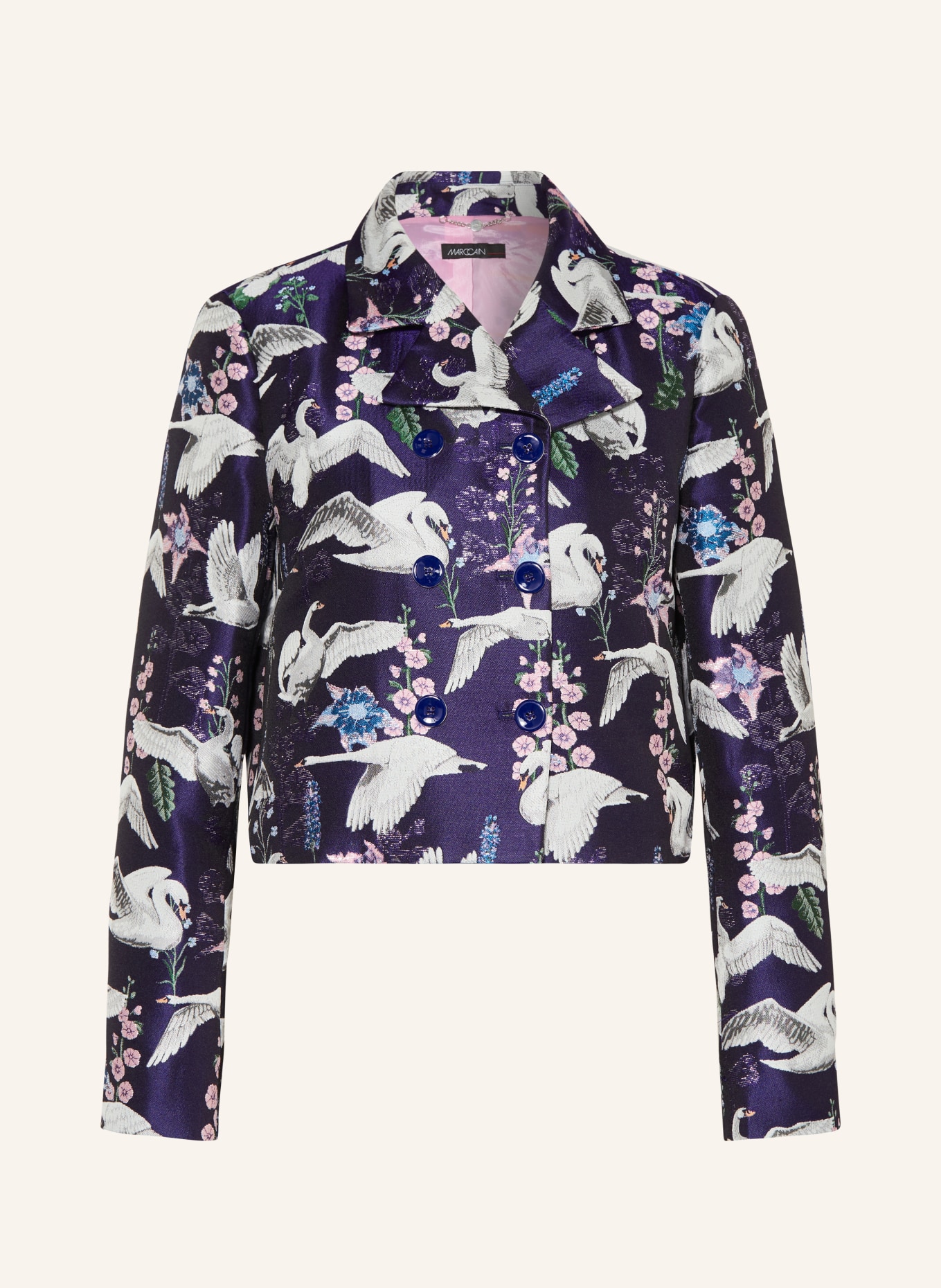 MARC CAIN Jacquard blazer with glitter thread, Color: 755 deep violet (Image 1)