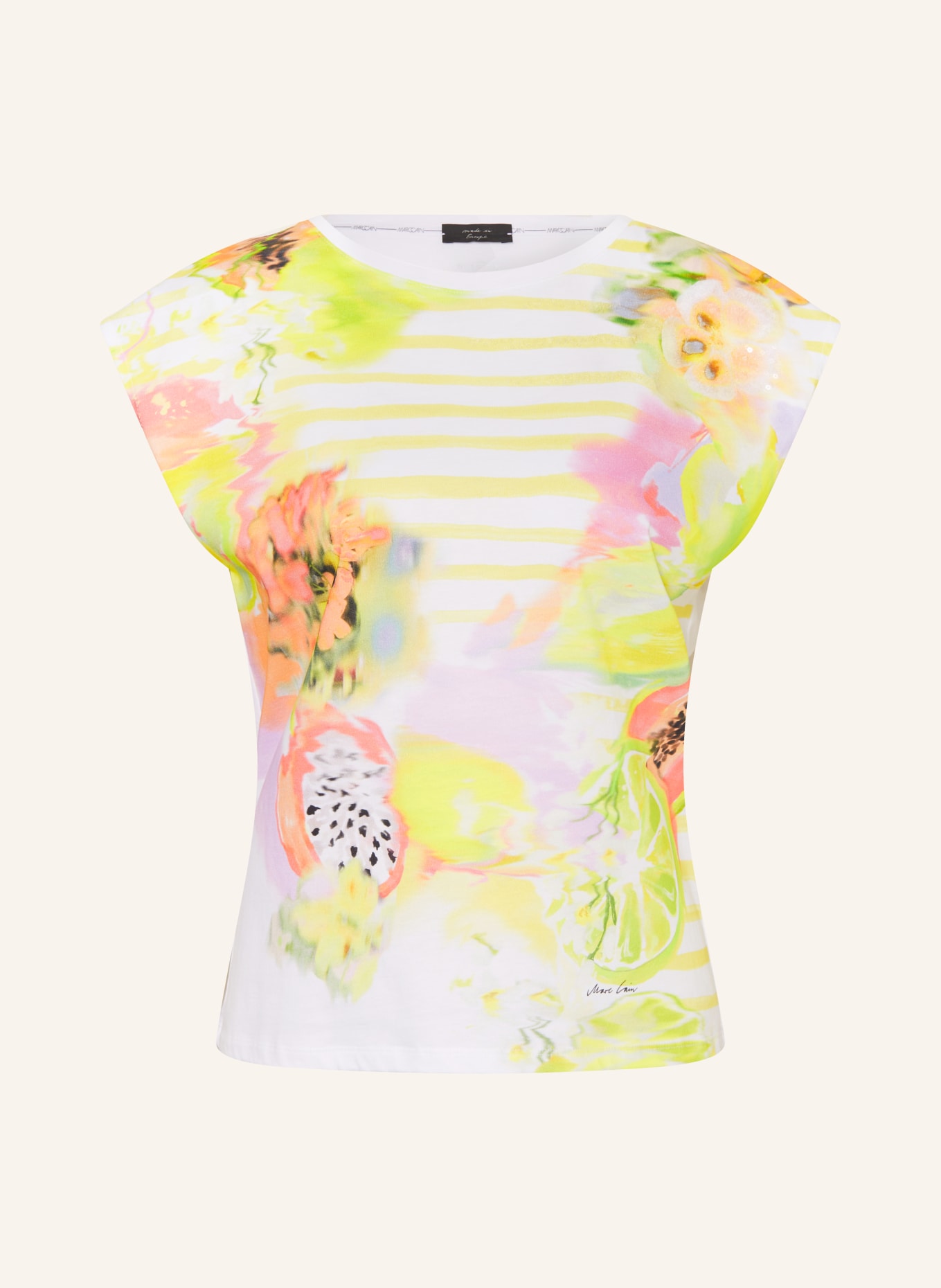 MARC CAIN T-shirt z cekinami, Kolor: 100 WHITE (Obrazek 1)