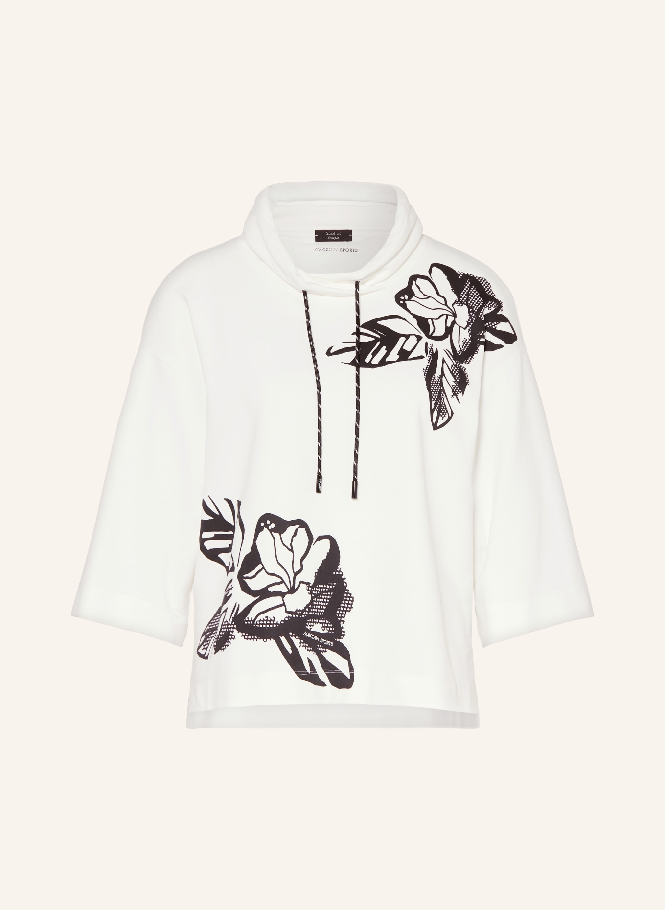 MARC CAIN Bluza nierozpinana z rękawami 3/4, Kolor: 190 white and black (Obrazek 1)