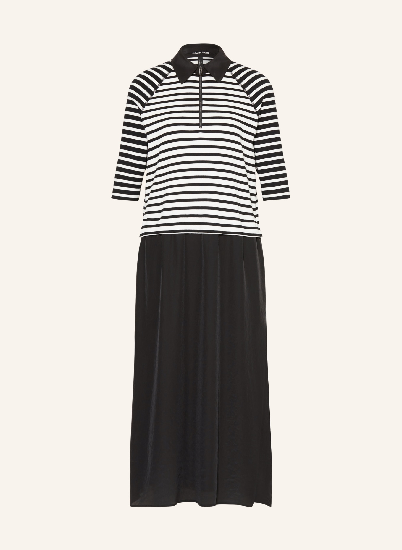 MARC CAIN Jersey polo dress in mixed materials, Color: 910 black and white (Image 1)