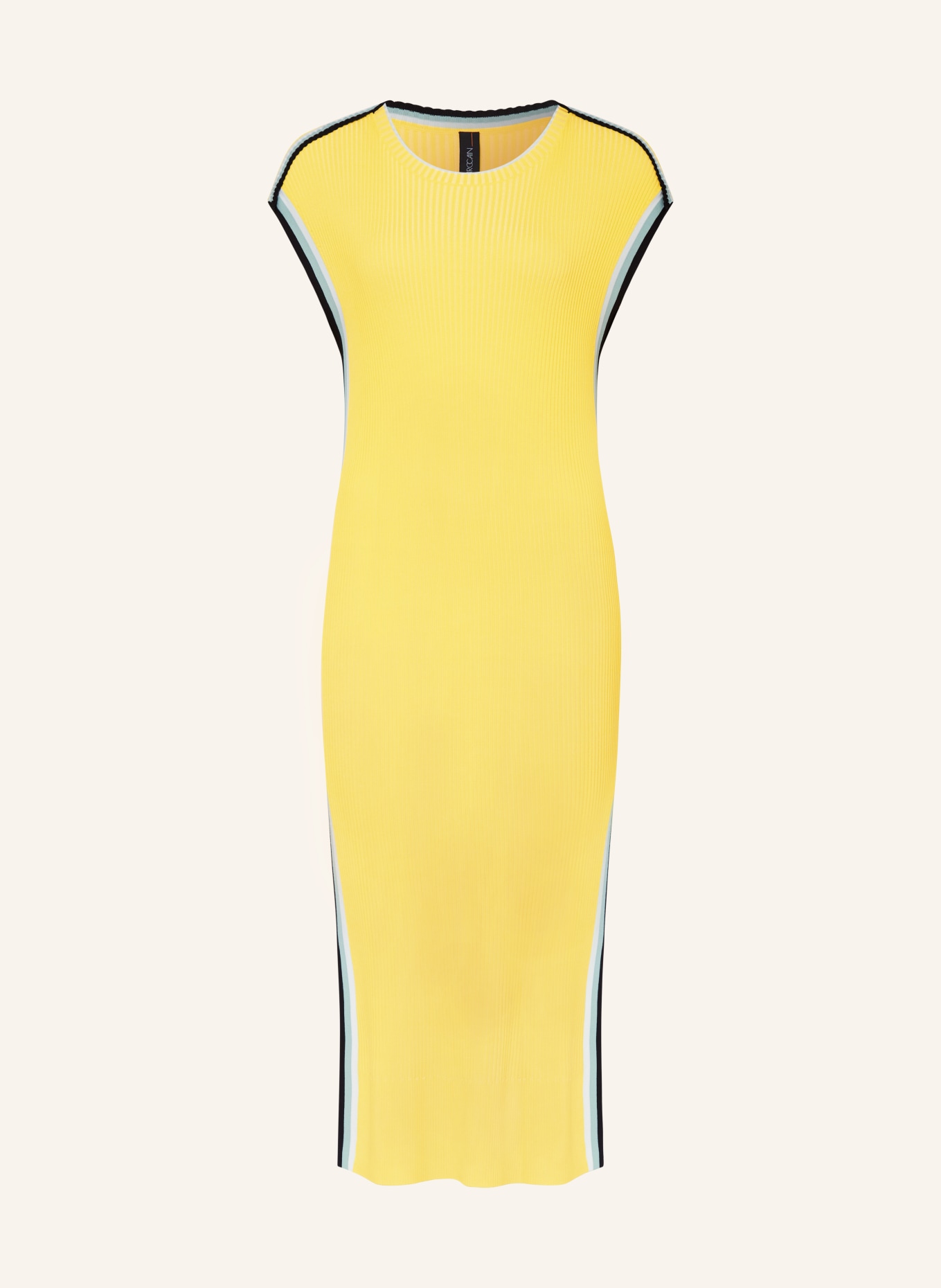 MARC CAIN Knit dress with tuxedo stripe, Color: 423 soft limeade (Image 1)