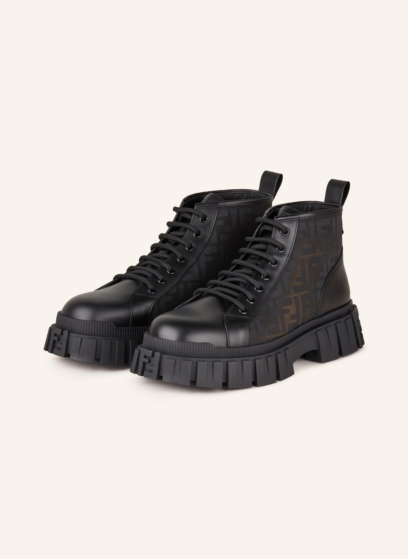 FENDI Lace-up boots, Color: BLACK/ OLIVE (Image 1)