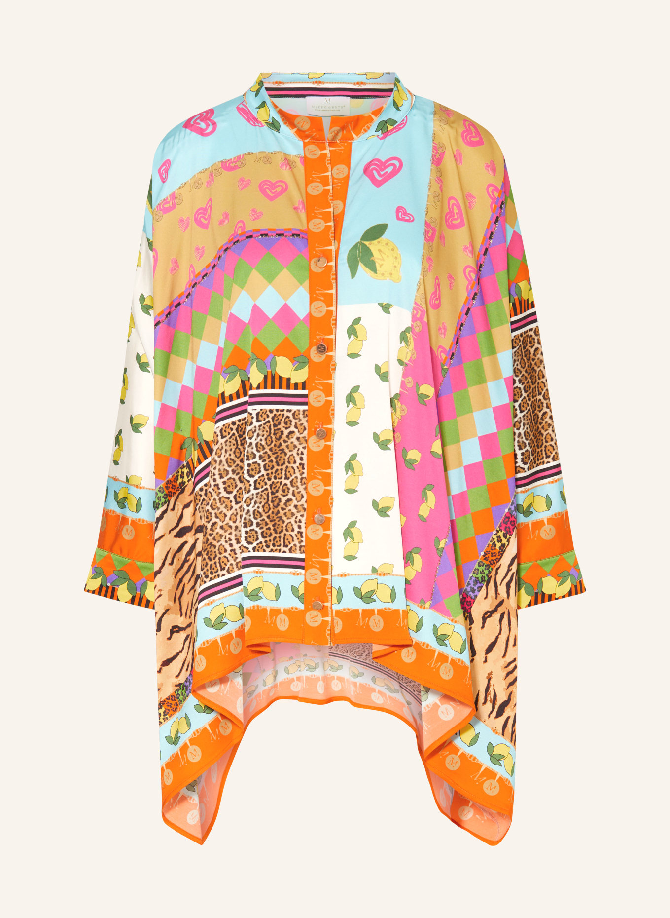 MUCHO GUSTO Bluse PORTINA, Farbe: ORANGE/ PINK/ HELLBLAU (Bild 1)