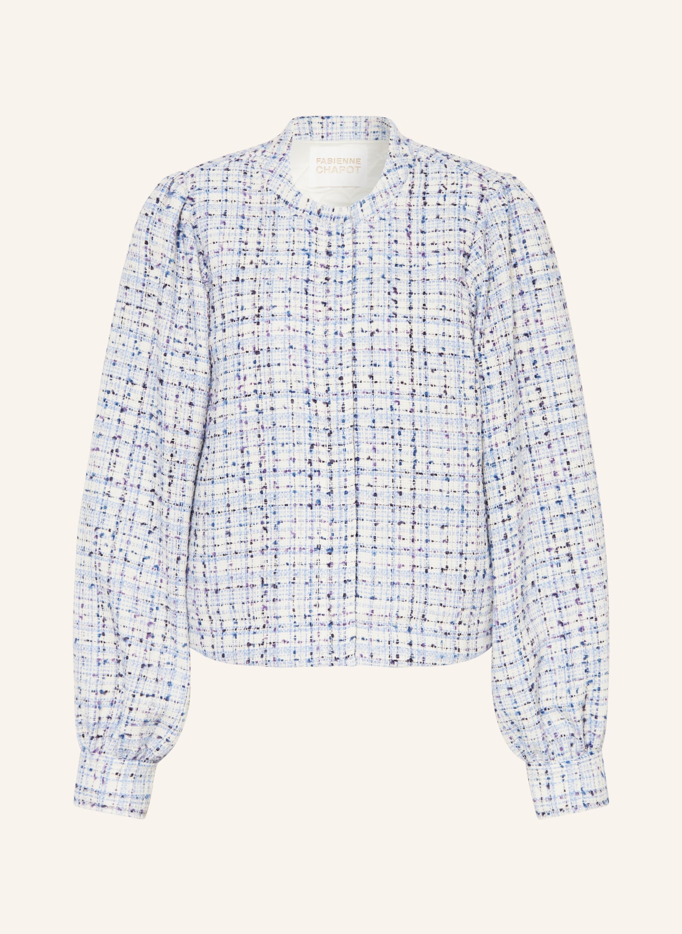 FABIENNE CHAPOT Tweed jacket CARICE, Color: WHITE/ LIGHT BLUE (Image 1)