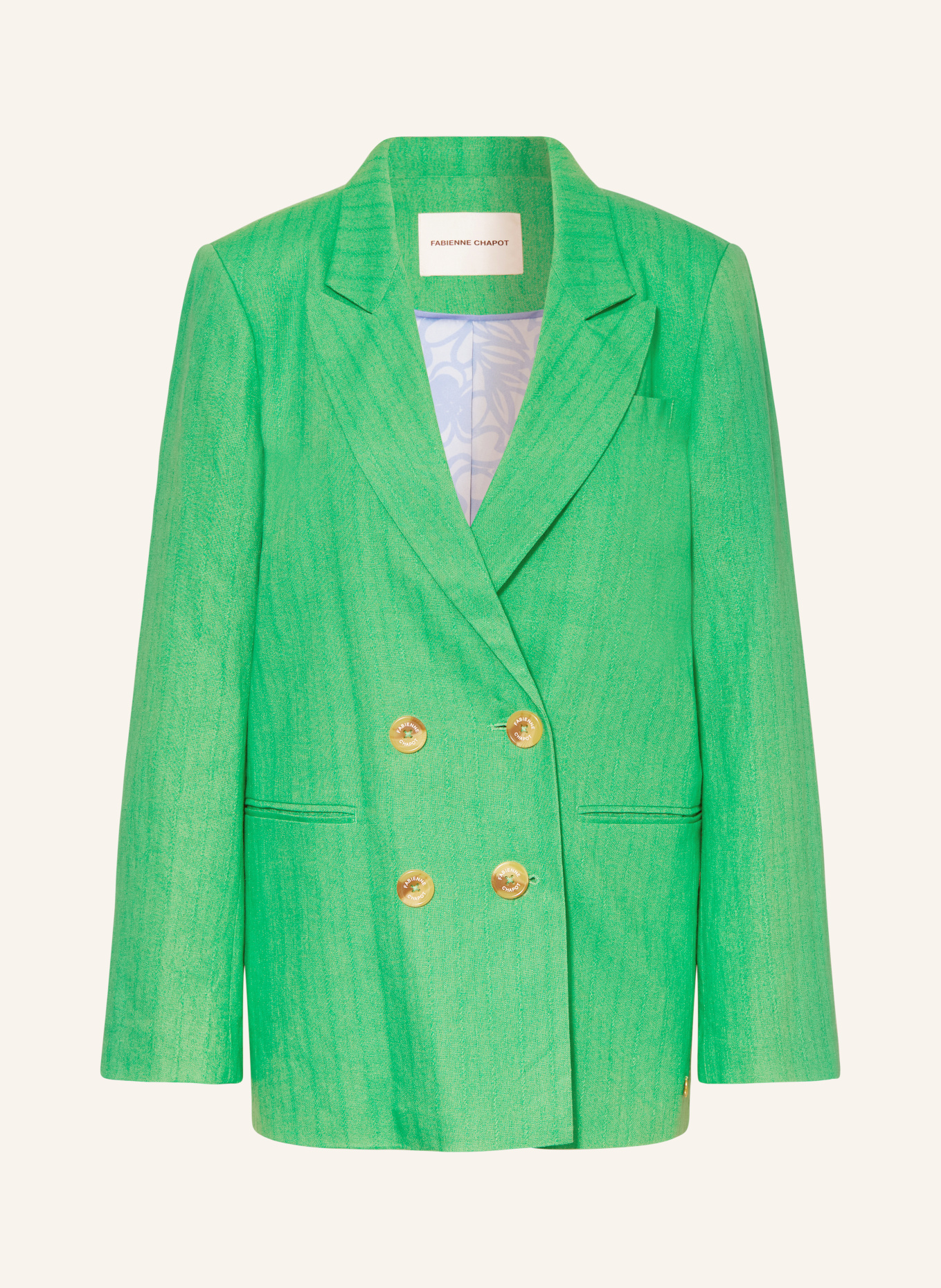 FABIENNE CHAPOT Blazer ROGER with linen, Color: GREEN (Image 1)