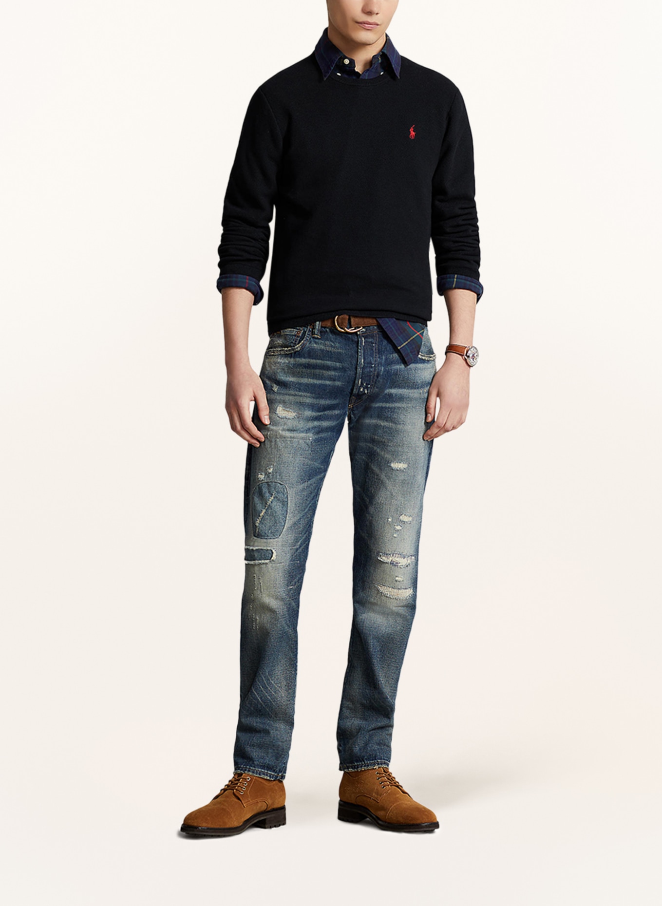 Printed Polo Shirt Mens Sweater, Color: BLACK (Image 2)