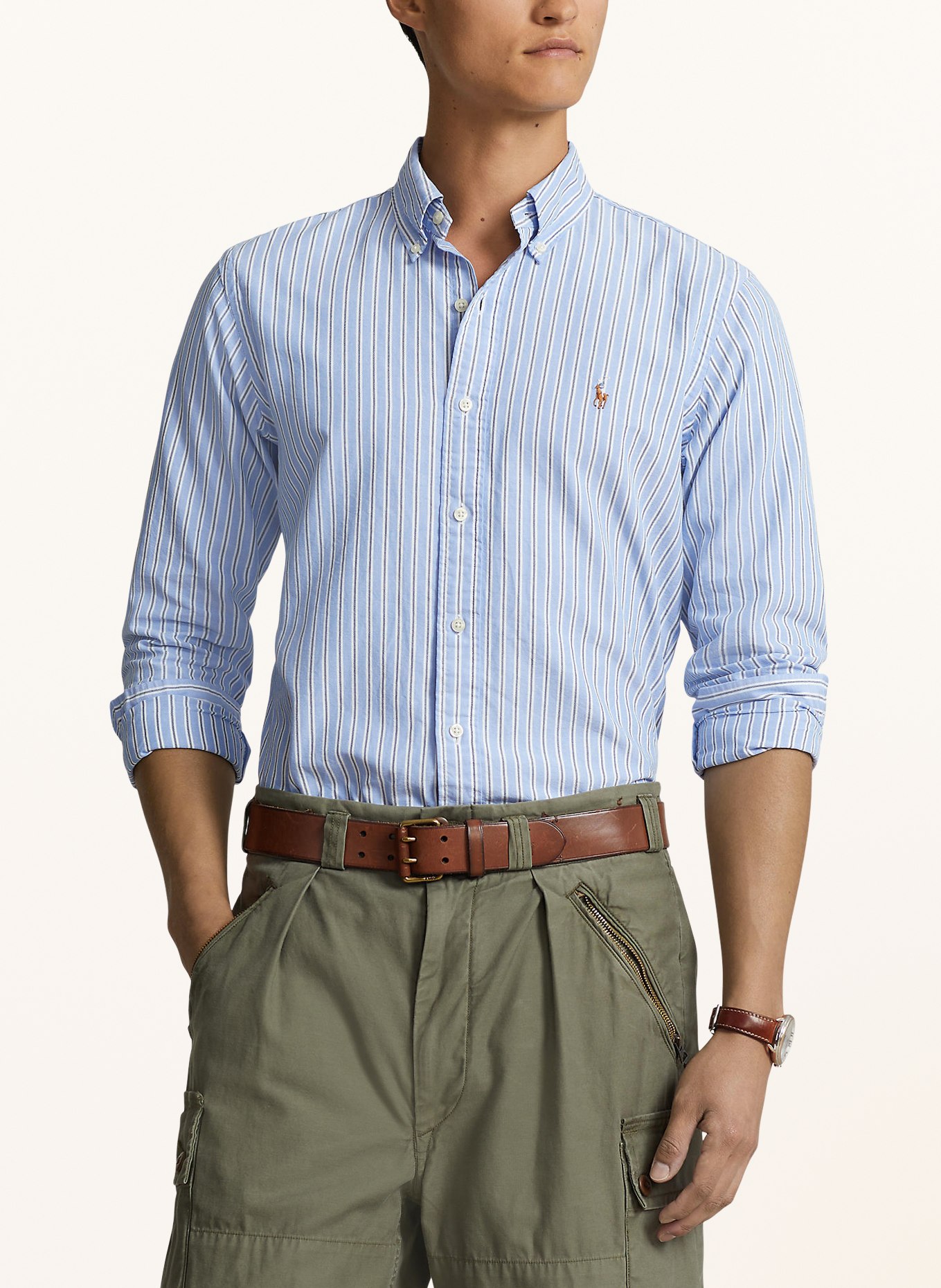 POLO RALPH LAUREN Oxford shirt custom fit, Color: LIGHT BLUE/ GRAY/ WHITE (Image 4)