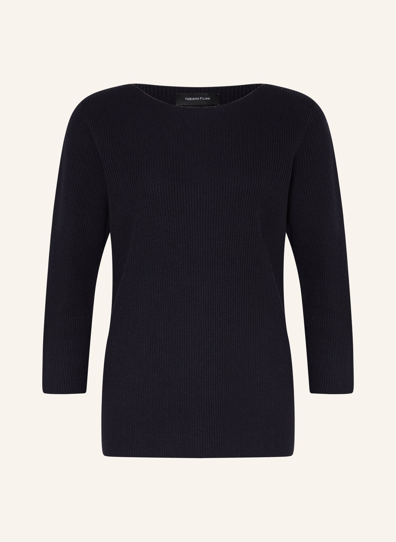 FABIANA FILIPPI Sweater with 3/4 sleeves and decorative beads, Color: DARK BLUE (Image 1)