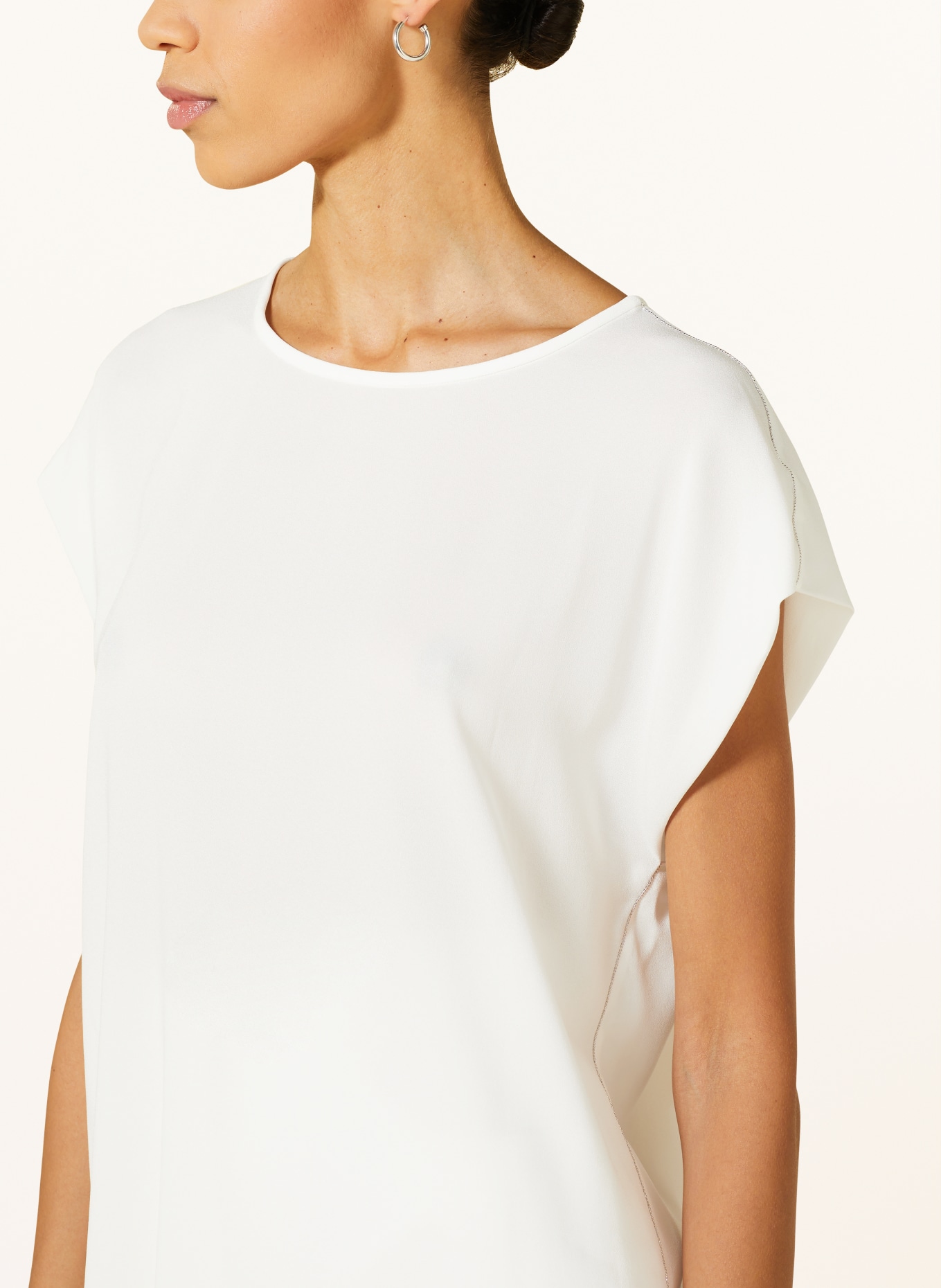 FABIANA FILIPPI Shirt blouse with decorative gems, Color: WHITE (Image 4)