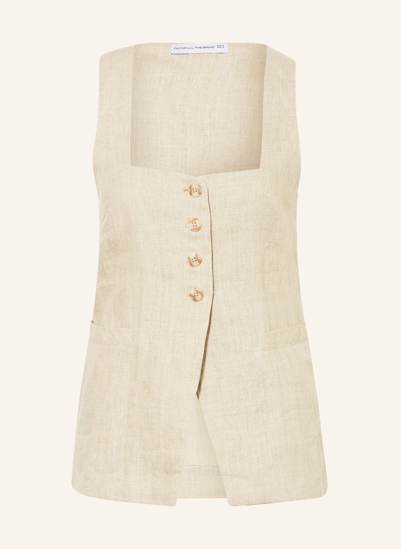 FAITHFULL THE BRAND Linen vest MAYA, Color: BEIGE (Image 1)