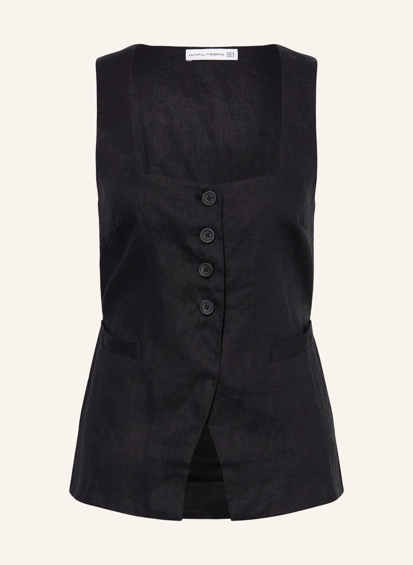 FAITHFULL THE BRAND Linen vest MAYA, Color: BLACK (Image 1)