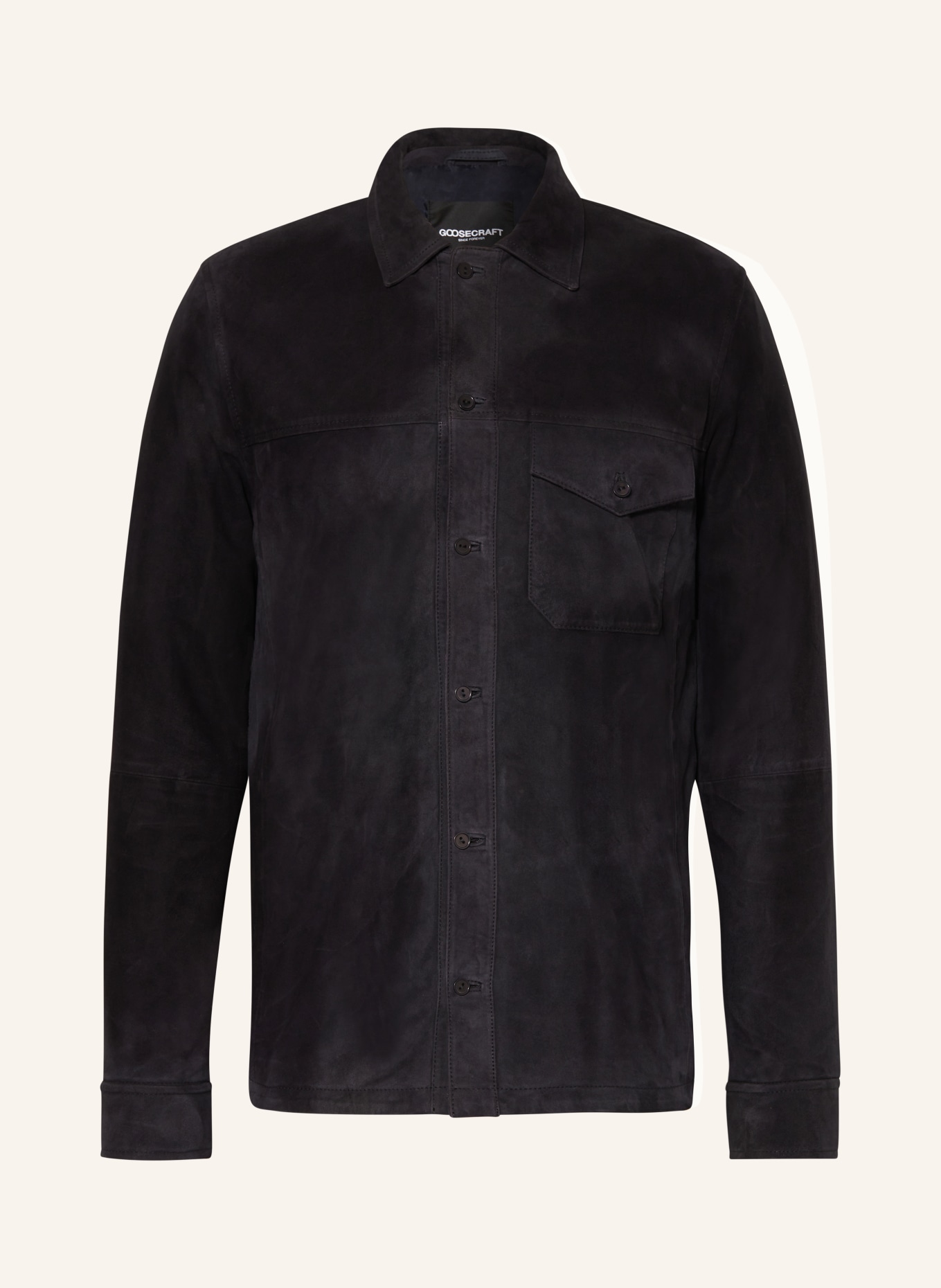 goosecraft Leather overshirt WELNEY, Color: BLACK (Image 1)