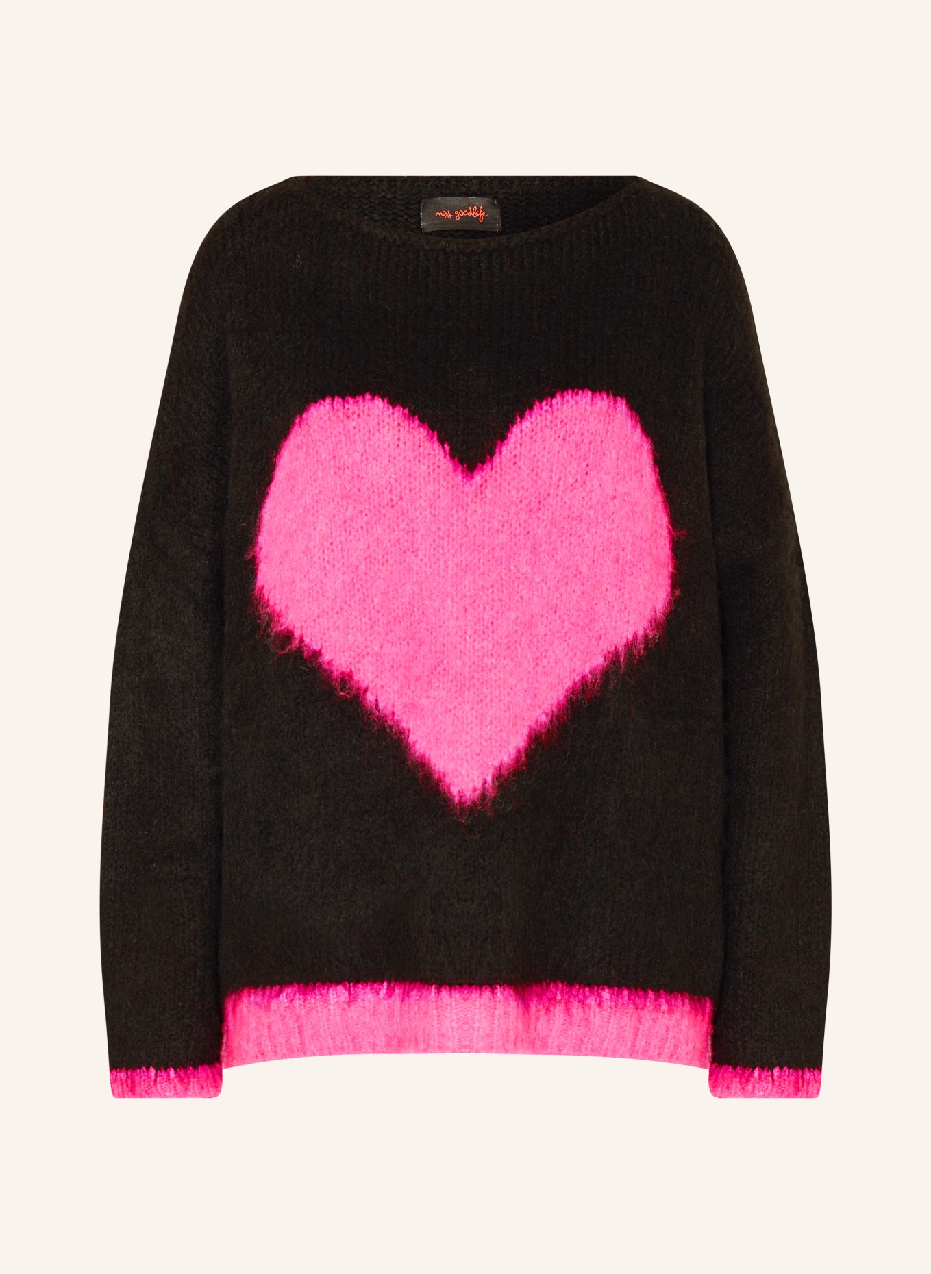 miss goodlife Sweater with mohair, Color: BLACK/ PINK (Image 1)