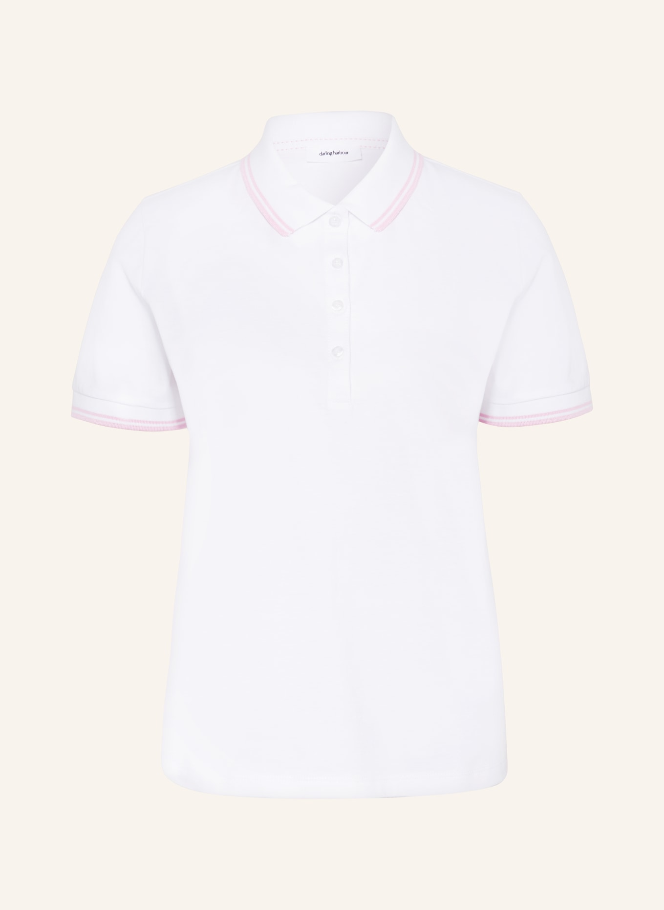 darling harbour Pique polo shirt, Color: WEISS/BABYROSA (Image 1)