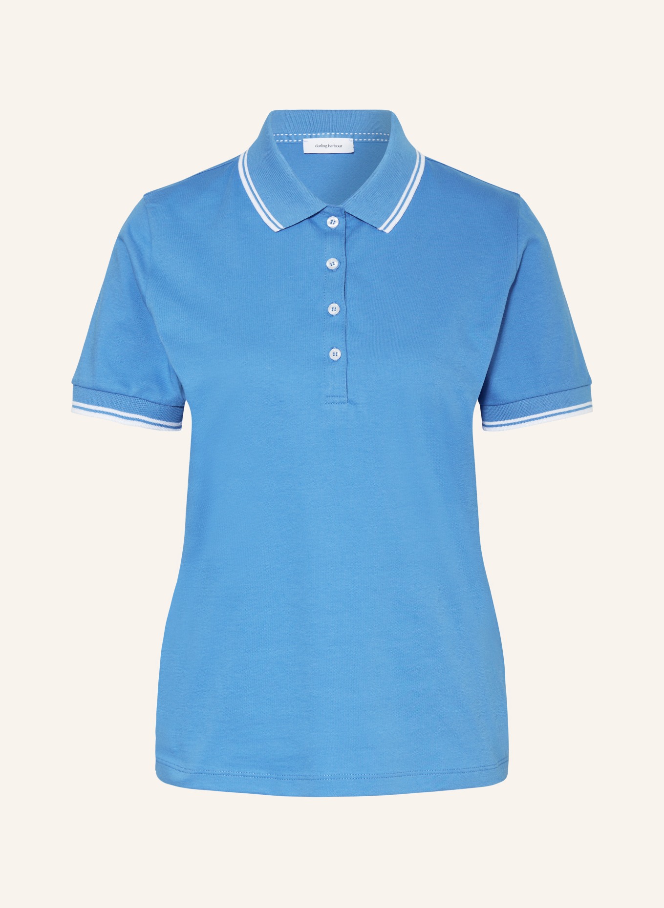 darling harbour Pique polo shirt, Color: AZURBLAU/WEISS (Image 1)