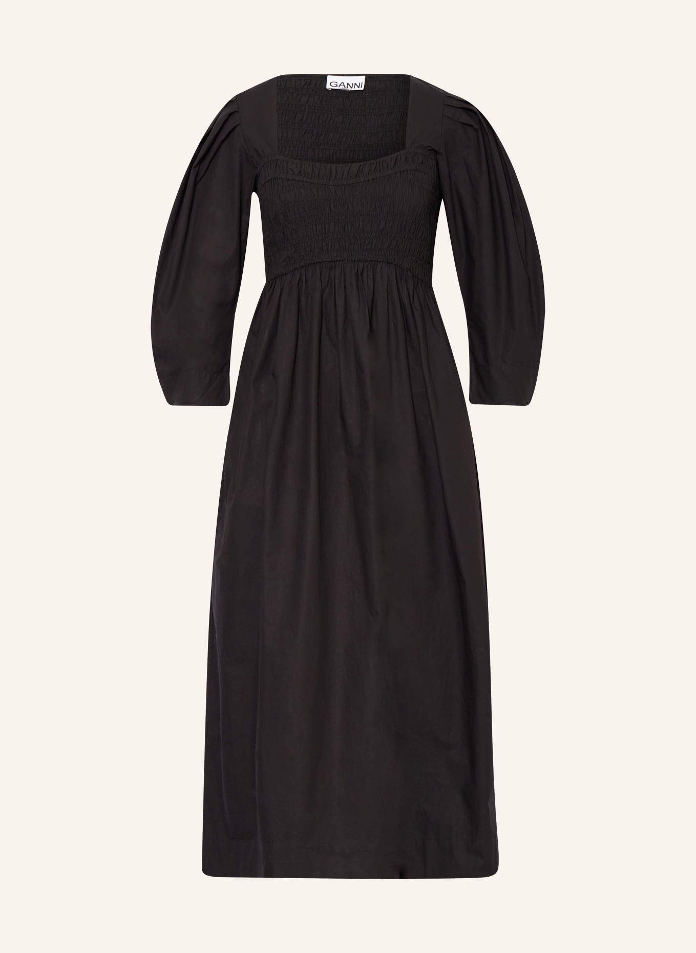 GANNI Kleid mit 3/4-Arm, Farbe: SCHWARZ (Bild 1)