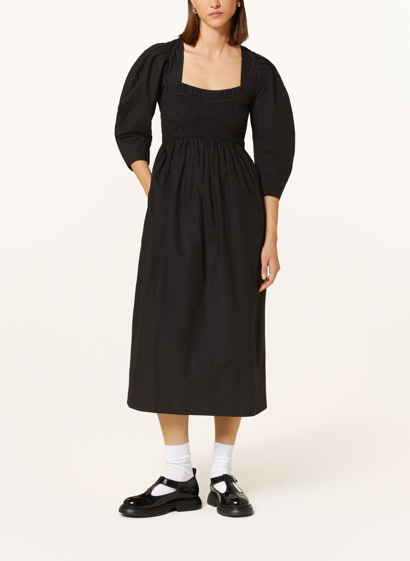 GANNI Dress with 3/4 sleeves, Color: BLACK (Image 2)