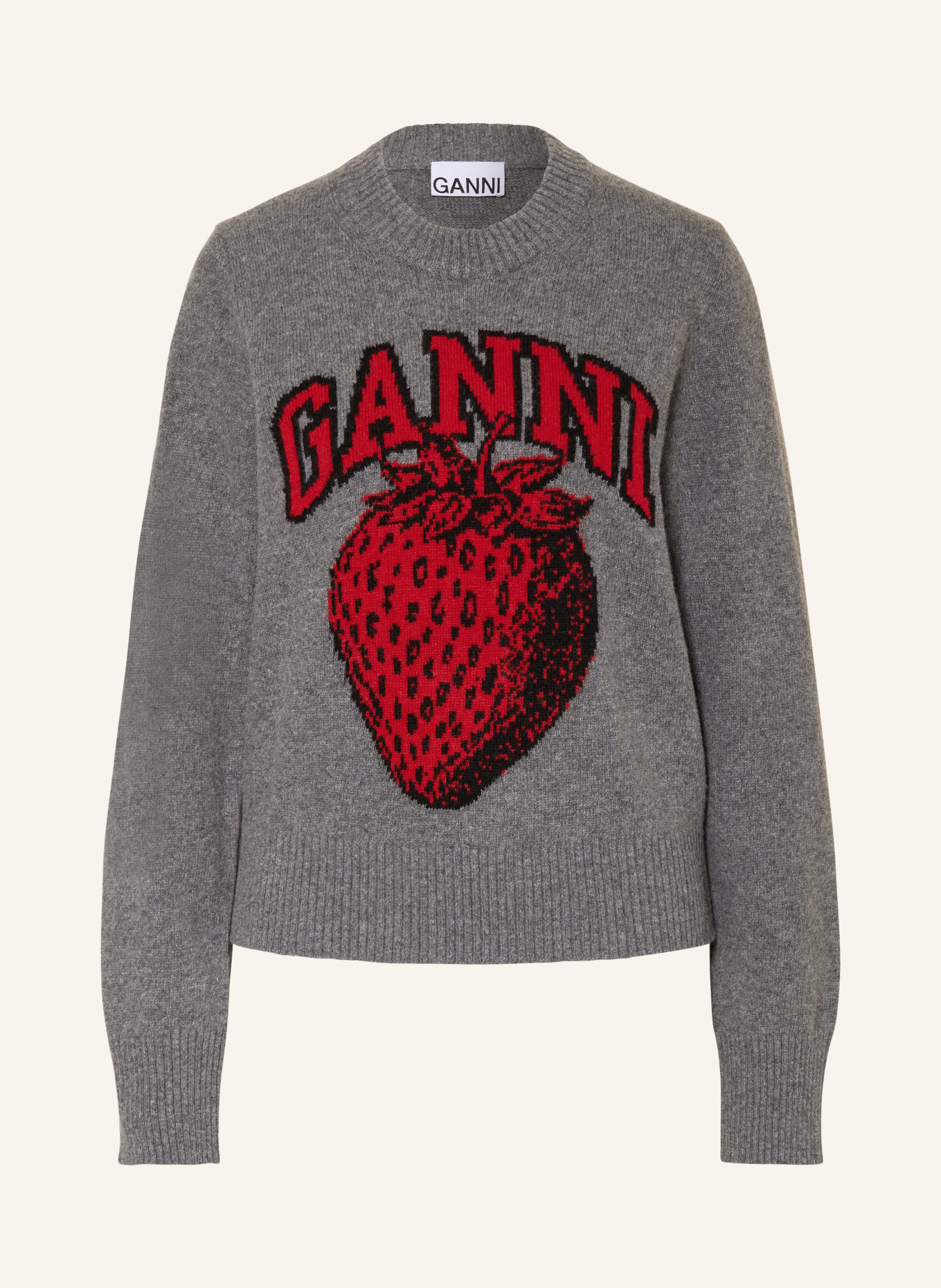 GANNI Sweater, Color: GRAY/ RED (Image 1)