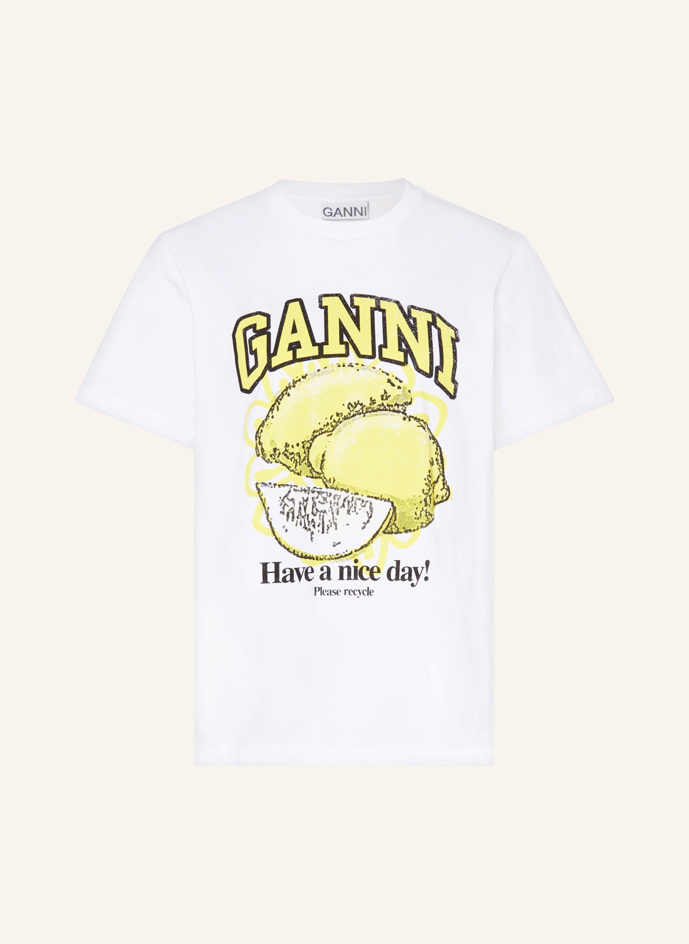 GANNI T-Shirt, Farbe: WEISS/ GELB (Bild 1)