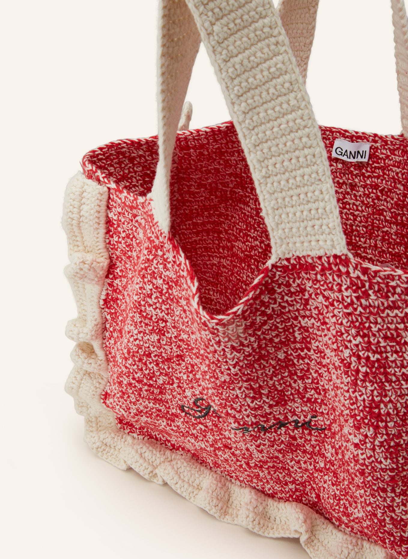 GANNI Shopper, Color: RED/ ECRU (Image 3)