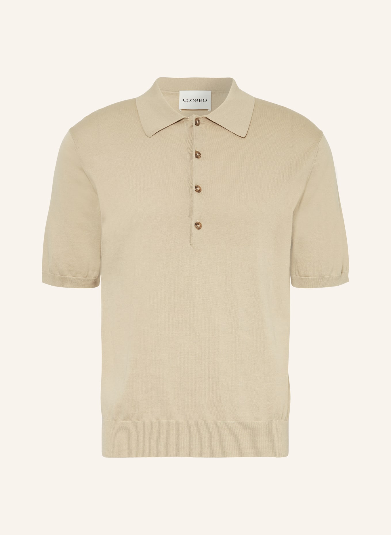 CLOSED Knitted polo shirt, Color: LIGHT BROWN (Image 1)