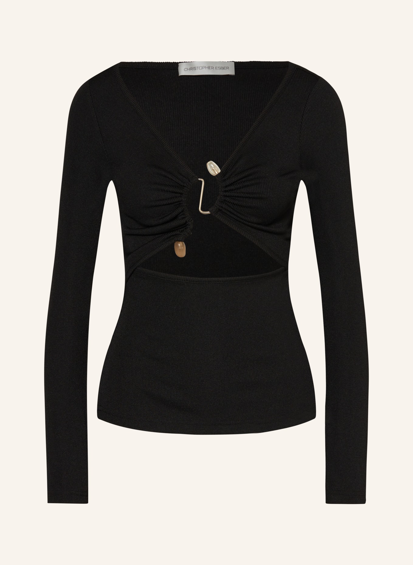 CHRISTOPHER ESBER Long sleeve shirt with cut-out, Color: BLACK (Image 1)