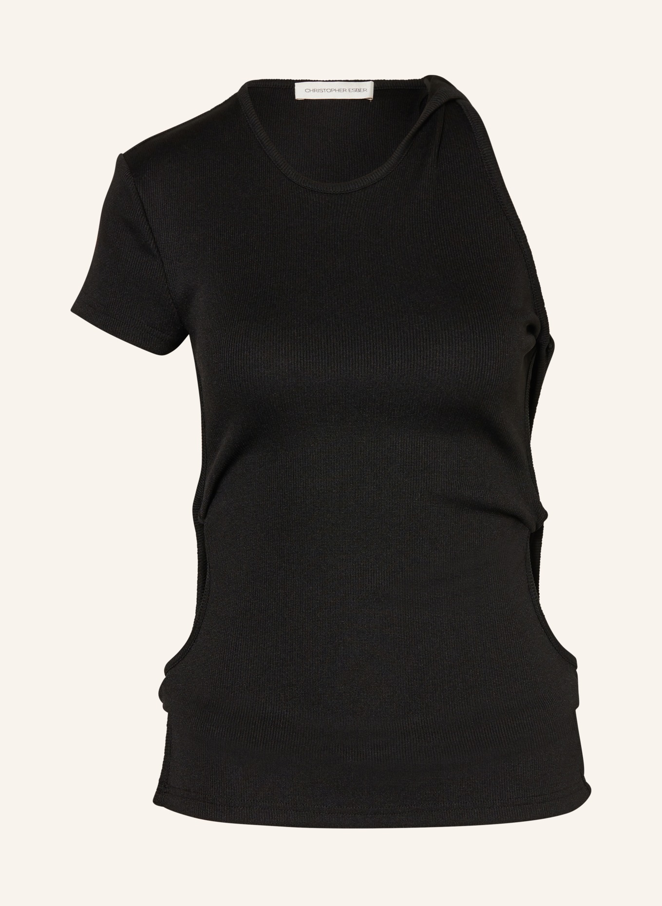 CHRISTOPHER ESBER One-shoulder top with cut-out, Color: BLACK (Image 1)