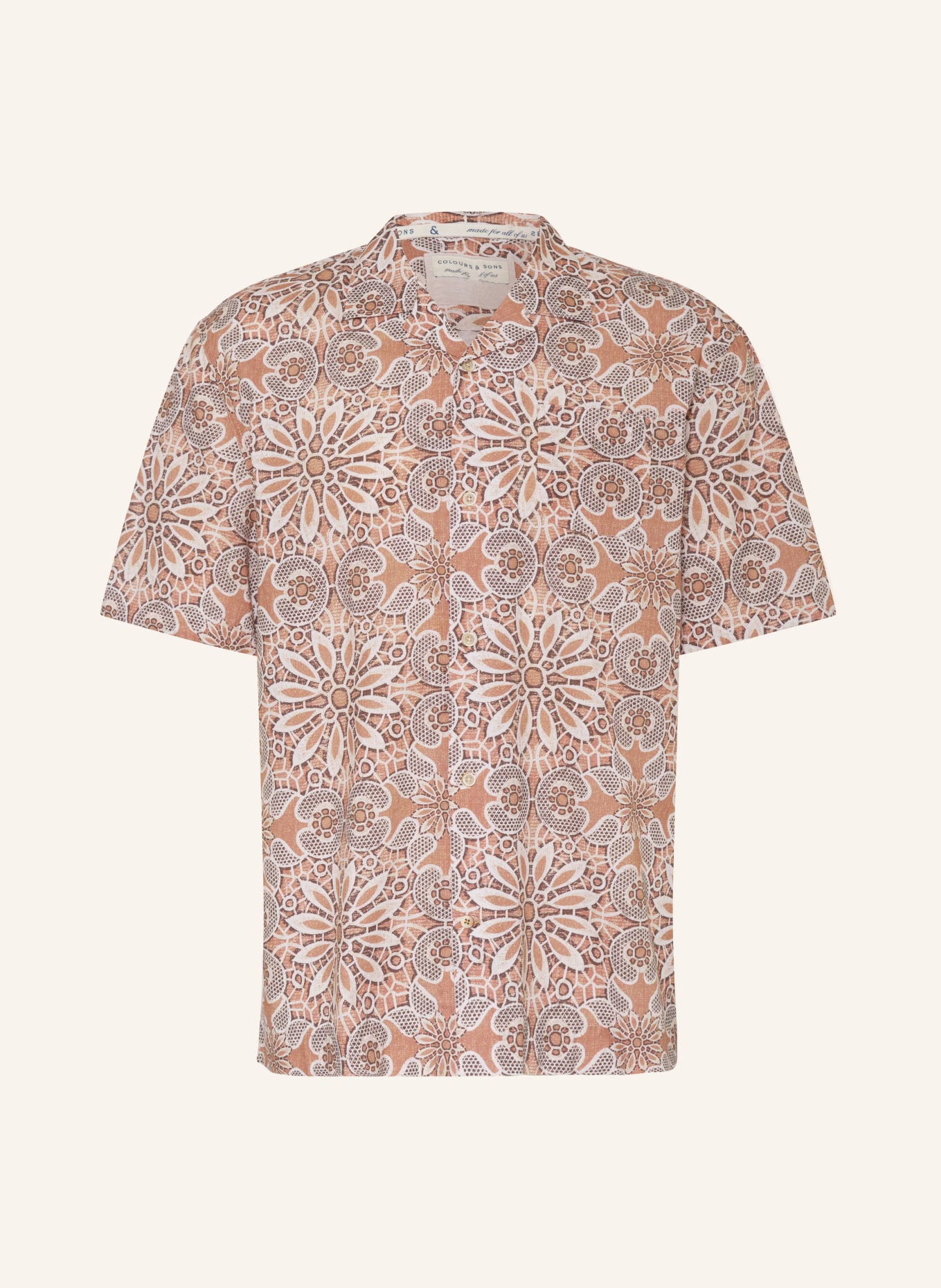 COLOURS & SONS Resort shirt comfort fit, Color: NUDE/ BROWN (Image 1)